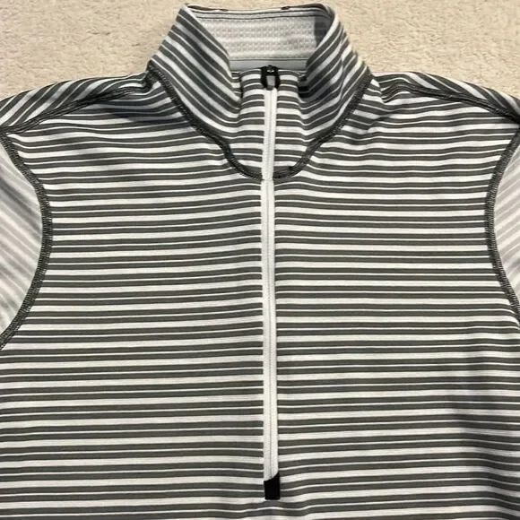 PATAGONIA 1/4 Zip Capilene 3 Crew Gray Striped Top - Picture 2 of 6